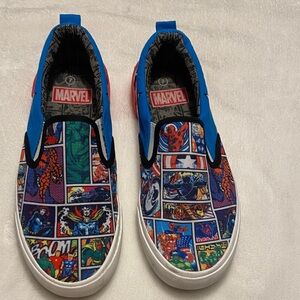 Marvel Kids Comic Panel Slip-On Sneakers - Blue and Multicolor